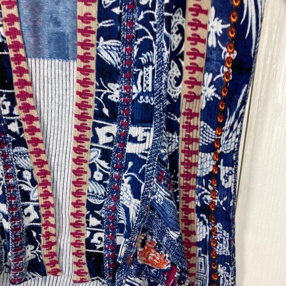 NWOT DESIGUAL Cardigan XL Blue Aztec Open Drape Asymmetric Long Sleeve Ribbed - Picture 5 of 13